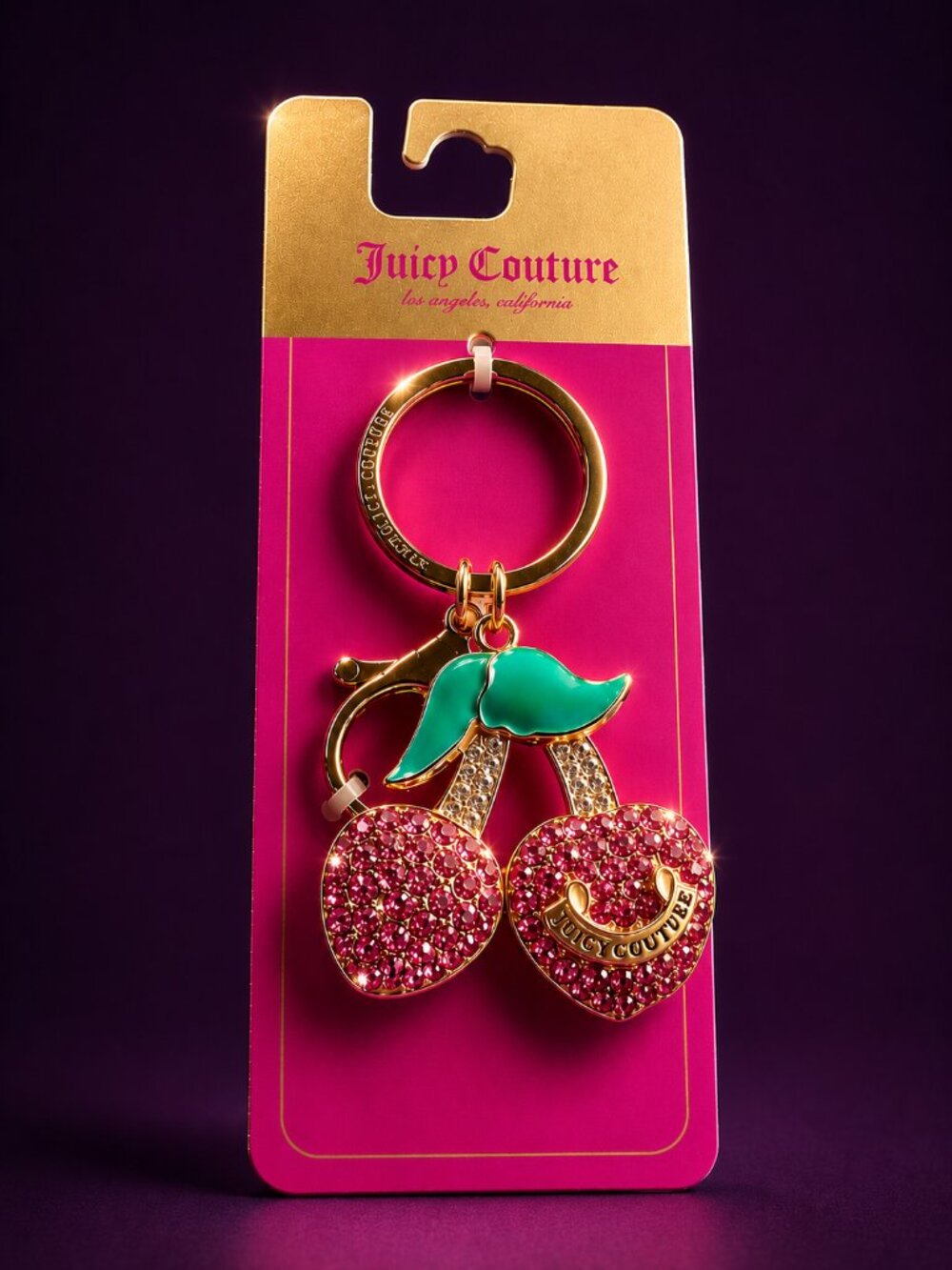 JUICY COUTURE Cherry Rhinestone Crystal Keychain Bag Charm - Picture 5 of 5